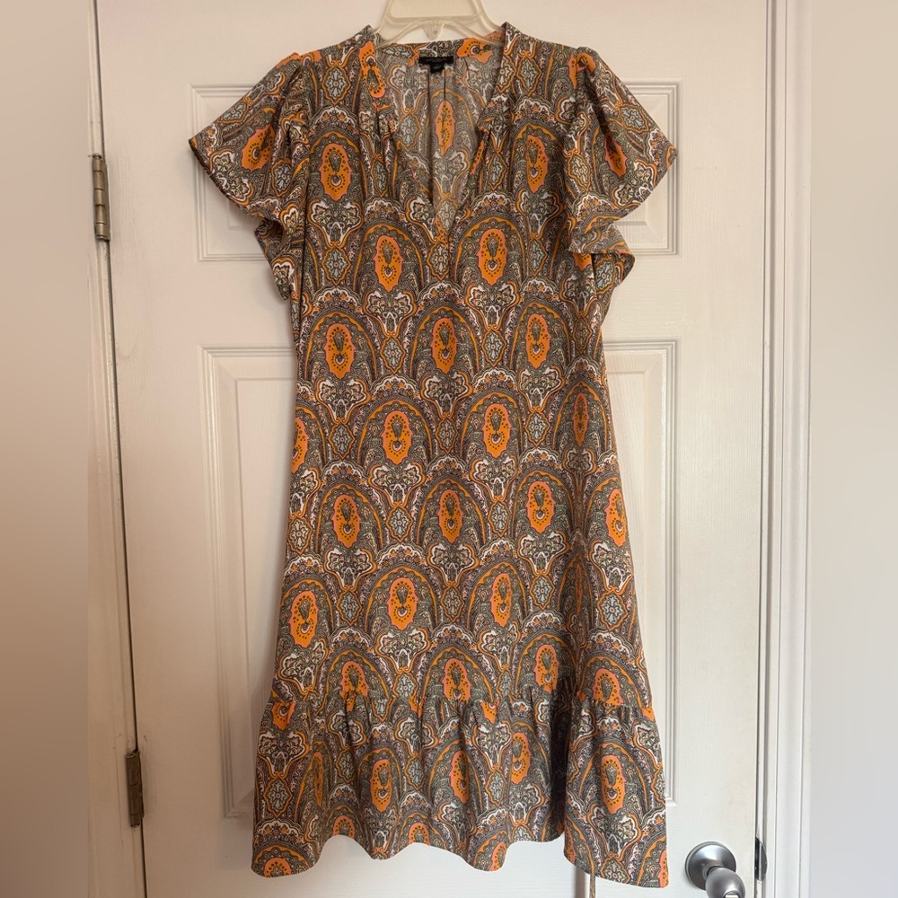 Ann Taylor Factory Orange Paisley Print Dress